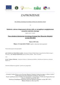 ZAPROSZENIE Dla rolników prowadzących produkcję roślinną oraz doradców rolnych na Szkolenie z zakresu integrowanej ochrony roślin, ze szczególnym uwzględnieniem znaczenia materiału siewnego