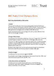 BBC Radio 5 live Olympics Extra Service Licence. Issued March 2012