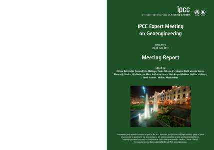 IPCC Expert Meeting on Geoengineering Lima, PeruJuneMeeting Report