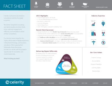 FACT SHEET Celerity is a business acceleration consultancy built for the digital economy. We deliver integrated consulting and talent solutions to help clients