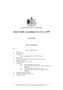 AUSTRALIAN CAPITAL TERRITORY  Motor Traffic (Amendment) Act (No[removed]No. 52 of 1997