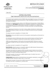 Microsoft Word - DRAFT Media release - bodybuilders - anti-doping rule violations - April 2013.DOCX