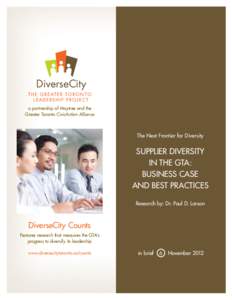 a partnership of Maytree and the Greater Toronto CivicAction Alliance The Next Frontier for Diversity  SUPPLIER DIVERSITY