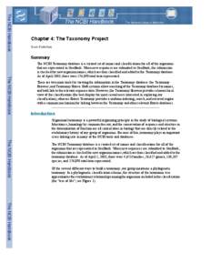 The NCBI Handbook  Chapter 4: The Taxonomy Project