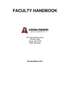 FACULTY HANDBOOK  901 East Alosta Avenue PO Box 7000 Azusa, CA[removed]3434