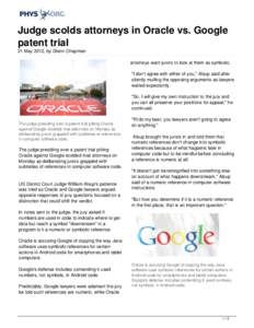 Judge scolds attorneys in Oracle vs. Google patent trial