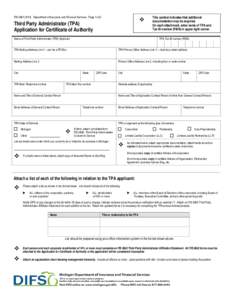 FIS[removed]Department of Insurance and Financial Services Page 1 of 2   Third Party Administrator (TPA) Application for Certificate of Authority