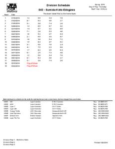 Division Schedule[removed]Sumida-Koto-Edogawa Week Spring 2014 Day of Play: Thursday