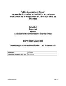 Public Assessment Report for paediatric studies submitted in accordance with Article 46 of Regulation (EC) No1901/2006, as amended  Daivobet