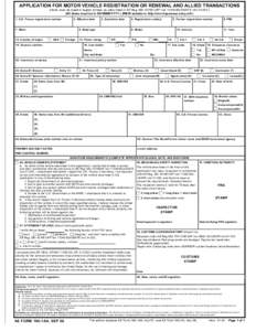 APPLICATION FOR MOTOR VEHICLE REGISTRATION OR RENEWAL AND ALLIED TRANSACTIONS (Items must be typed or legibly printed, as prescribed in AE RegCNE-C6F Inst6Q/USAFE InstAll dates must be in DD/MMM/