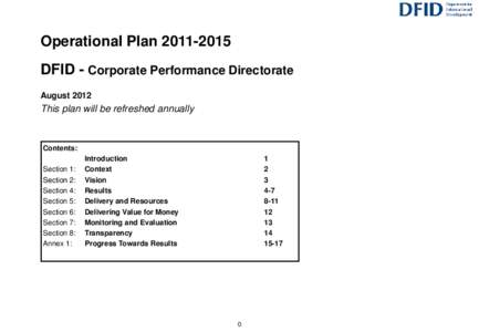 Operational Plan - Corporate Performance Directorate