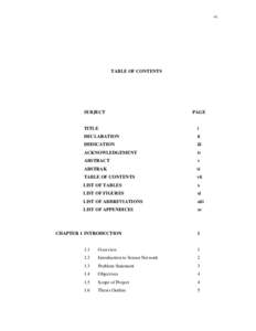 vii  TABLE OF CONTENTS SUBJECT