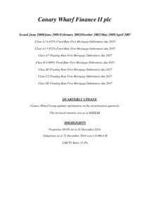 Canary Wharf Finance II plc Issued June 2000/June 2001/February 2002/October 2002/May 2005/April 2007 Class A1 6.455% Fixed Rate First Mortgage Debentures due 2033 Class A3 5.952% Fixed Rate First Mortgage Debentures due