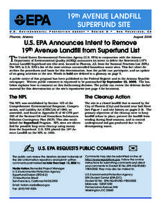 19th AVENUE LANDFILL SUPERFUND SITE U.S. Environmental Protection Agency • Region 9 • San Francisco, C A