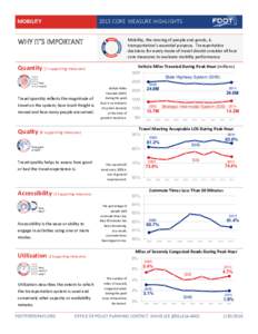 MOBILITYCORE MEASURE HIGHLIGHTS Mobility, the moving of people and goods, is transportation’s essential purpose. Transportation decisions for every mode of travel should consider all four