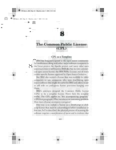 08_Rosen_ch08 Page 161 Thursday, June 17, :53 AM  8 The Common Public License (CPL) CPL as a Template