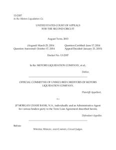 Law / Insolvency / Finance / Uniform Commercial Code / Late-2000s financial crisis / UCC-1 financing statement / Motors Liquidation Company / Chapter 11 /  Title 11 /  United States Code / Security interest / Business / Bankruptcy / Private law