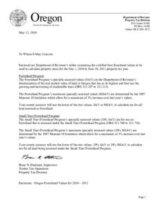 Oregon Theodore R. Kulongoski, Governor May 11, 2010  Department of Revenue