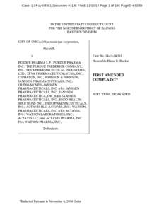 Case: 1:14-cvDocument #: 186 Filed: Page 1 of 196 PageID #:5059  IN THE UNITED STATES DISTRICT COURT FOR THE NORTHERN DISTRICT OF ILLINOIS EASTERN DIVISION CITY OF CHICAGO, a municipal corporation,