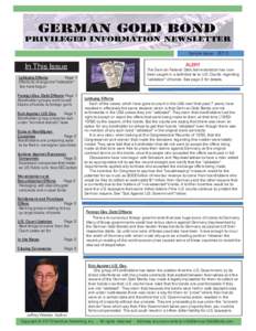 Sample Issue - 201I  In This Issue ALERT The German Federal Debt Administration has now