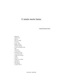 L’aimée morte larme  Gérald Sédrati-Dinet – –