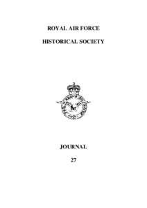 ROYAL AIR FORCE HISTORICAL SOCIETY JOURNAL 27