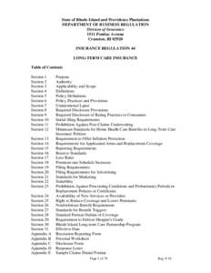 State of Rhode Island and Providence Plantations DEPARTMENT OF BUSINESS REGULATION Division of Insurance 1511 Pontiac Avenue Cranston, RI[removed]INSURANCE REGULATION 44