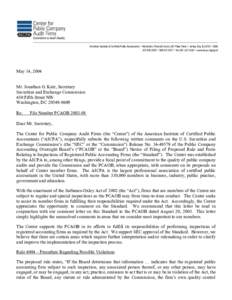 May 14, 2004 Mr. Jonathan G. Katz, Secretary Securities and Exchange Commission 450 Fifth Street NW Washington, DC[removed]Re: