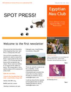 FIRST EDITION OF THE EGYPTIAN MAU CLUB NEWSLETTER  ©Egyptian Mau Club - Issue 1 Egyptian Mau Club