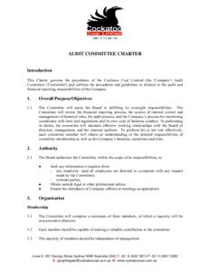 Risk / Audit committee / External auditor / Audit / Internal control / Financial statement / Internal audit / Regulation S-X / Auditing / Accountancy / Business