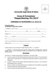 Marca da bollo secondo le vigenti leggi  Università degli Studi di Udine