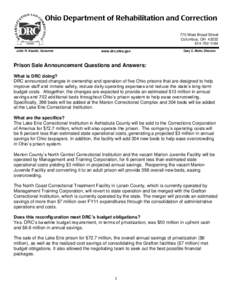 770 West Broad Street Columbus, OH[removed]1164 John R. Kasich, Governor  www.drc.ohio.gov