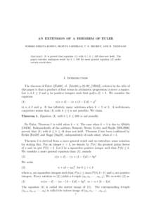 AN EXTENSION OF A THEOREM OF EULER NORIKO HIRATA-KOHNO, SHANTA LAISHRAM, T. N. SHOREY, AND R. TIJDEMAN Abstract. It is proved that equation (1) with 4 ≤ k ≤ 109 does not hold. The paper contains analogous result for 