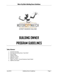 Motor City Match Building Owner Guidelines  BUILDING OWNER PROGRAM GUIDELINES Table of Contents 1.