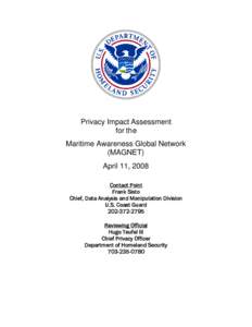 Department of Homeland Security Privacy Impact Assessment Maritime Awareness Global Network