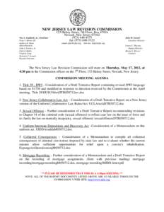 NEW JERSEY LAW REVISION COMMISSION Vito A. Gagliardi, Jr., Chairman Peter J. Barnes III Andrew O. Bunn Albert Burstein John J. Farmer, Jr.