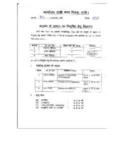 Govt. of Jharkhand Ranchi Municipal Corporation (Application Form) Application for the post of : 1.