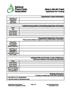 EBOLA RELIEF FUND Application for Funding Organization Contact Information Legal Name of Organization Address of