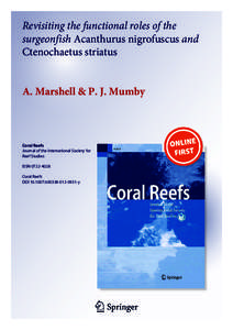Coral reefs / Physical geography / Aquatic ecology / Fisheries / Biological oceanography / Resilience of coral reefs / Ctenochaetus striatus / Algae / Ctenochaetus / Water / Fish / Acanthuridae