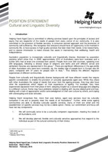 POSITION STATEMENT Cultural and Linguistic Diversity 1. Introduction