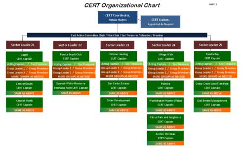 CERT Organizational Chart  PAGE 1 CERT Coordinator, Natalie Hughes