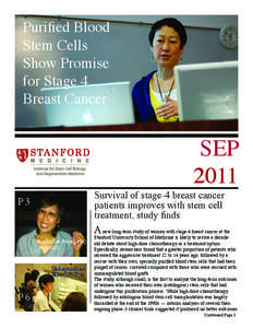 Purified Blood Stem Cells Show Promise for Stage 4 Breast Cancer