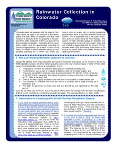 Rainwater Collection in Colorado Colorado Division of Water Resources 1313 Sherman Street, Suite 818 Denver, Colorado 80203