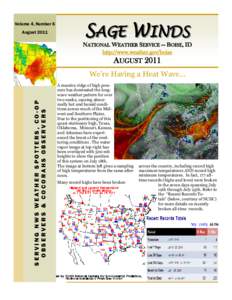 Volume 4, Number 6 August 2011 SAGE WINDS  NATIONAL WEATHER SERVICE — BOISE, ID