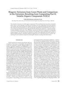 Compost Science & Utilization, (2007), Vol. 15, No. 3, [removed]Biogenic Emissions from Green Waste and Comparison to the Emissions Resulting from Composting Part II: Volatile Organic Compounds (VOCs) Fatih Büyüksönme