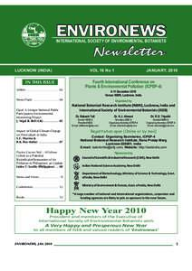 ENVIRONEWS INTERNATIONAL SOCIETY OF ENVIRONMENTAL BOTANISTS Newsletter LUCKNOW (INDIA)