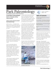 National Park Service U.S. Department of the Interior Park Paleontology  Vo l u m e 7 N u m b e r 1