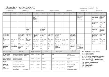 aktueller  STUNDENPLAN MONTAG Saal 1