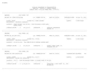 XCOAWARD  OKLAHOMA DEPARTMENT OF TRANSPORTATION BAMS/LAS - NOTICE OF CONTRACT AWARDS LETTING DATE = [removed]AWARD DATE = [removed] -----------------------------------------------------------------------------------------