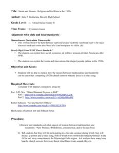 Brotherton MSP lesson plan June 2014